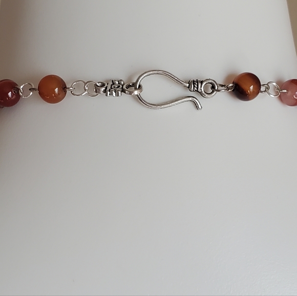 Handmade Agate and crystal necklace with dangling beads - Picture 12 of 14